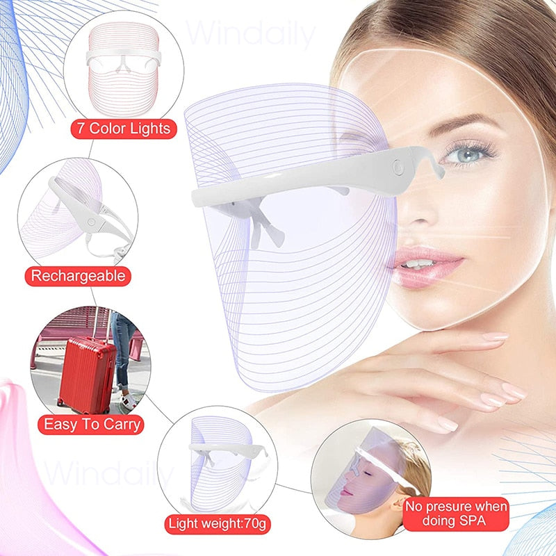 7 in 1 Light Therapy LED Facial Mask for Anti Aging/Anti Wrinkle