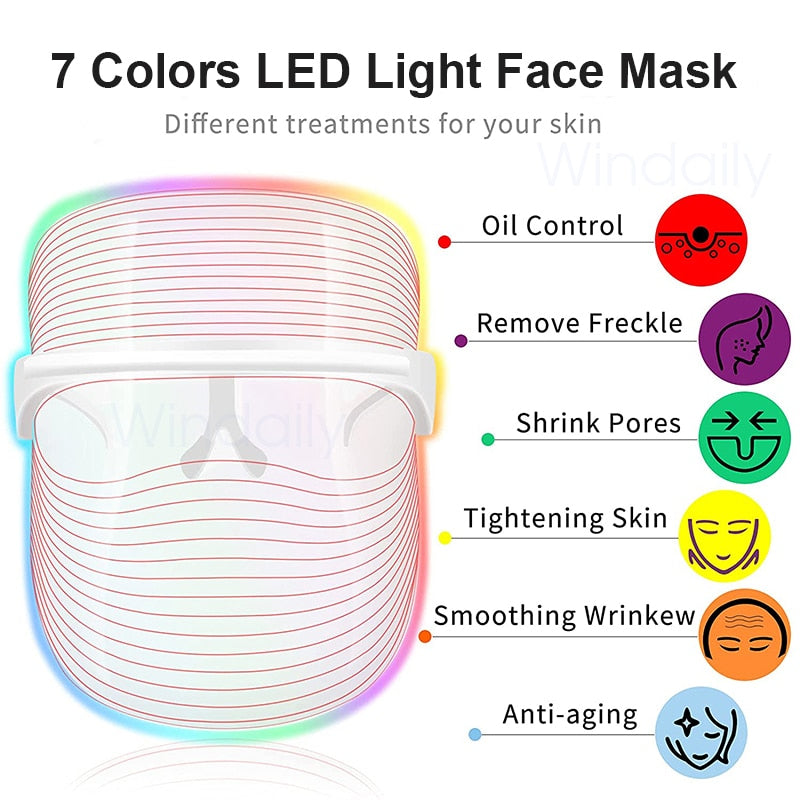 7 in 1 Light Therapy LED Facial Mask for Anti Aging/Anti Wrinkle