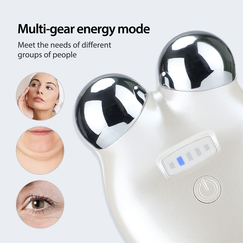 EMS Microcurrent Face Lifting Device 3D Roller Facial Massager