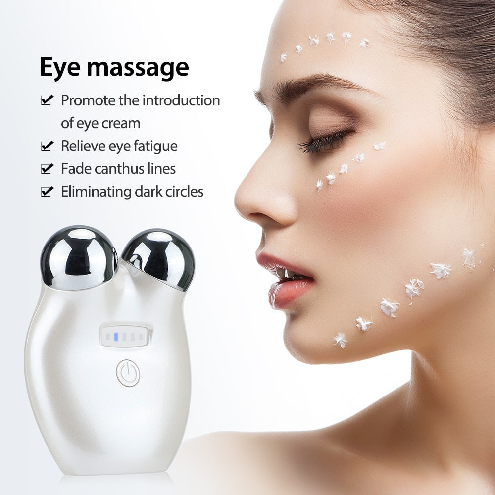 EMS Microcurrent Face Lifting Device 3D Roller Facial Massager Anti